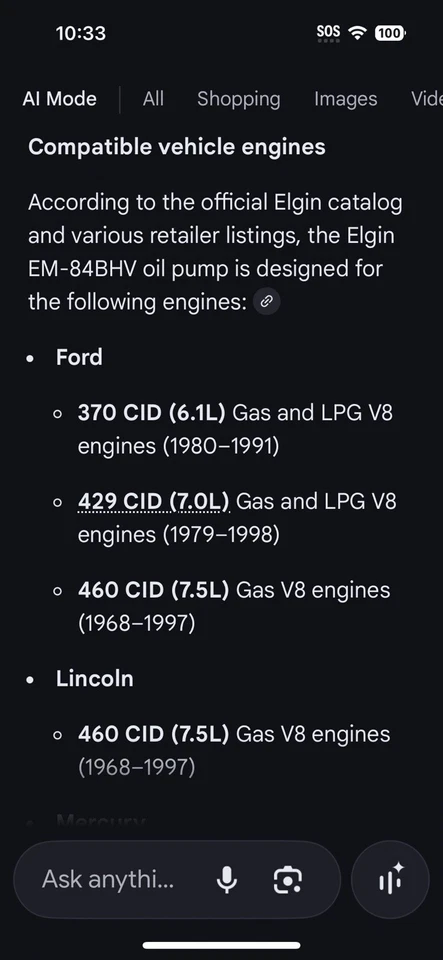 Bomba de óleo Elgin Pro Stock EM84BHVS ALTO VOLUME compatível com Ford Lincoln 370 429 460 CID - Imagem 3 de 4