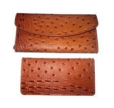 Vintage Ostrich Leather Orange Woman s Wallet