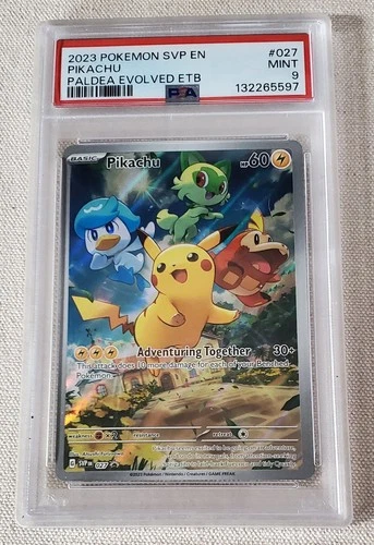 PIKACHU 2023 POKEMON SVP EN SV PALDEA EVOLVED ETB PROMO #027 PSA 9 MINT