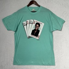 Vintage Elvis Presley King of Hearts Shirt Size XL Teal Screen Stars 1987 USA