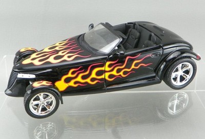Anson 1998 DieCast 1/18 Scale Black & Flames Plymouth Prowler Hot Rod Model Car