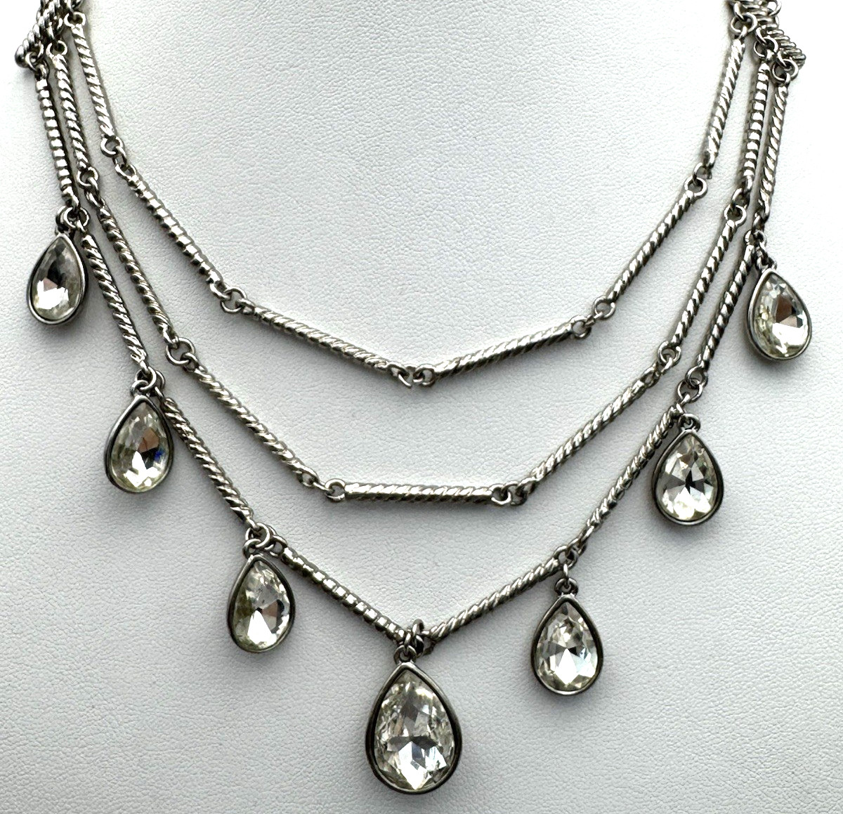 Layered Multi Strand Statement Necklace Teardrop … - image 2