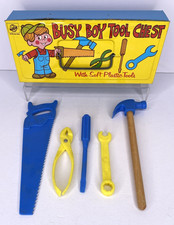 VTG Ohio Art Busy Boy Tool Chest W/Complete Set of 5 Soft Plastic Tools  Extras