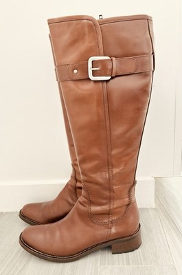 Cole Haan Leather boots Tall Equestrian Fabrizia Brown 7.5 M