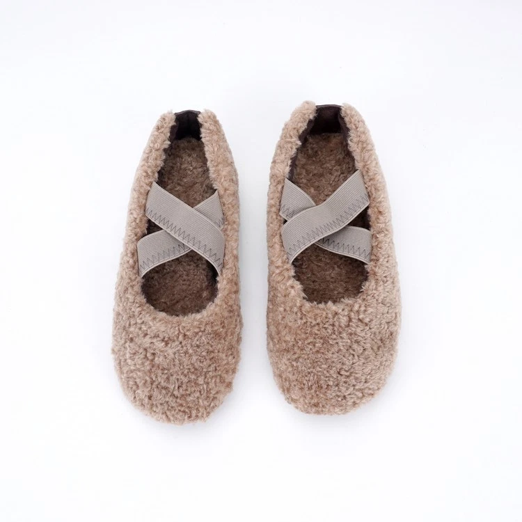 Корейский женщин зимние меха плюшевый снег ботинки новый мокасины ретро круглый носок туфли - Изображение 4 из 4