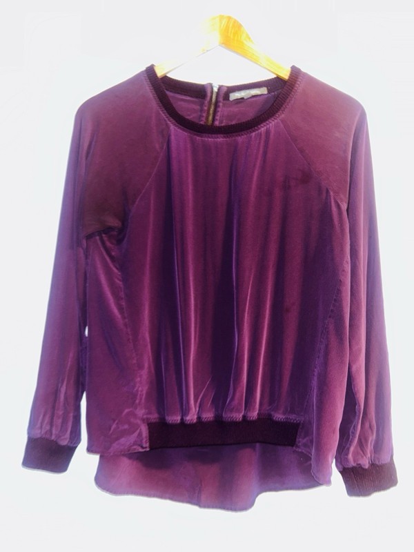Michael Stars Purple Long Sleeve Top Zipper XS Shirt Blouse