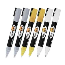 Thornton's Art Supply Liquid Chalk Markers, White/Gold/Silver, Pack of 6