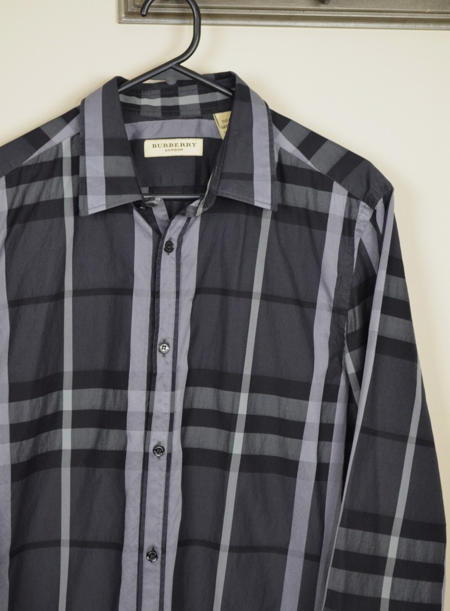 BURBERRY LONDON　シャツ　ブラック　Ｓ Burberry London Button Up Shirt Black Gray Check size 15.5