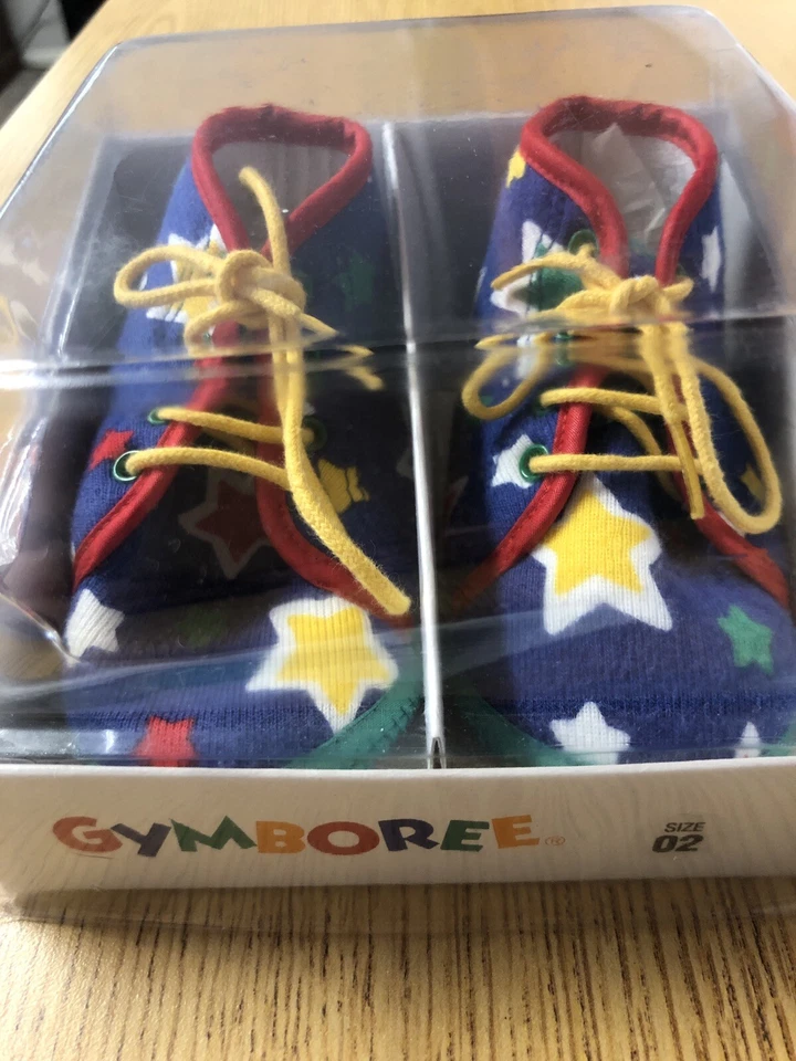 Zapatos de cuna brillantes vintage Gymboree Rainbow Tag estrellas nuevos en caja talla 02 Foto 3 de 4