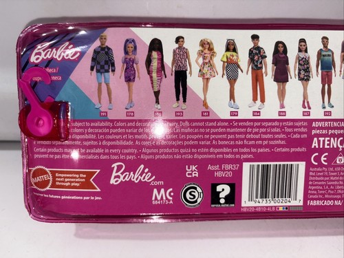 Barbie Fashionistas Muñeca 188 Cabello Moreno Rosa Negro Vestido a Cuadros Nuevo - Imagen 6 de 8