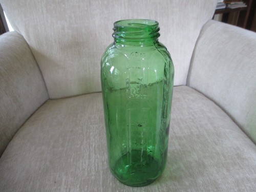 Vintage Green Glass Juice or Water Refrigerator Bottle No Cap 40 oz. - Picture 4 of 12