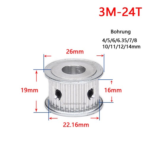 3M 12-120 Zähne Riemenscheibe Zahnrad Keine Schritte für 15mm Breite Zahnriemen - Picture 9 of 28