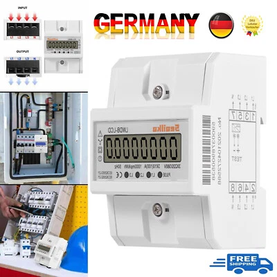 SEAILKA Drehstromzähler mit Zertifikat für Hutschiene 3-phasen 80A IP51 Stromzähler, DHL