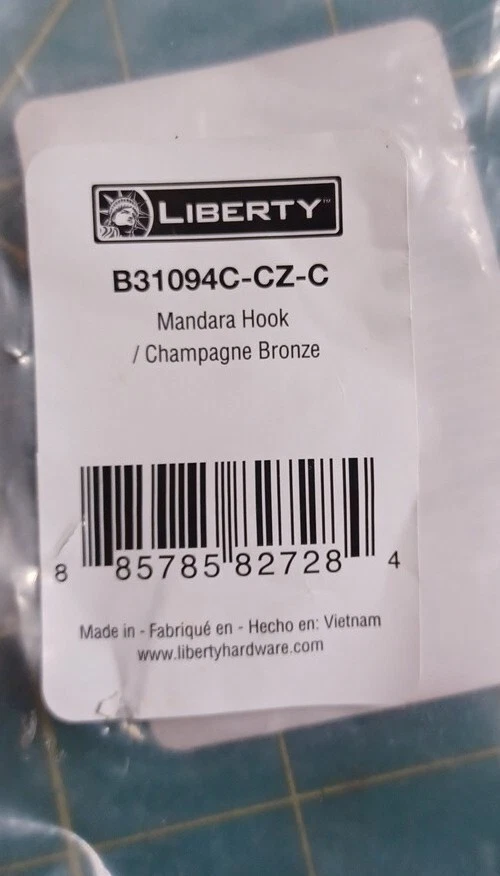 X3 Liberty B31094C-CZ-C Mandara Gancho 4 3/8" Champagne Bronce Abrigo, Sombrero Bata Foto 4 de 4