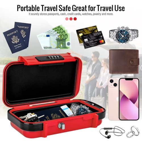 Portable Safe Lock Box Mini Waterproof Travel Safe with Combination Lock - Picture 8 of 9