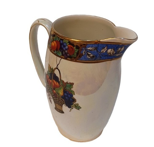 Porcelain Fruit Basket Water/ Drink Jug Pitcher Made In England 7.5 Inch Tall - Picture 3 of 8