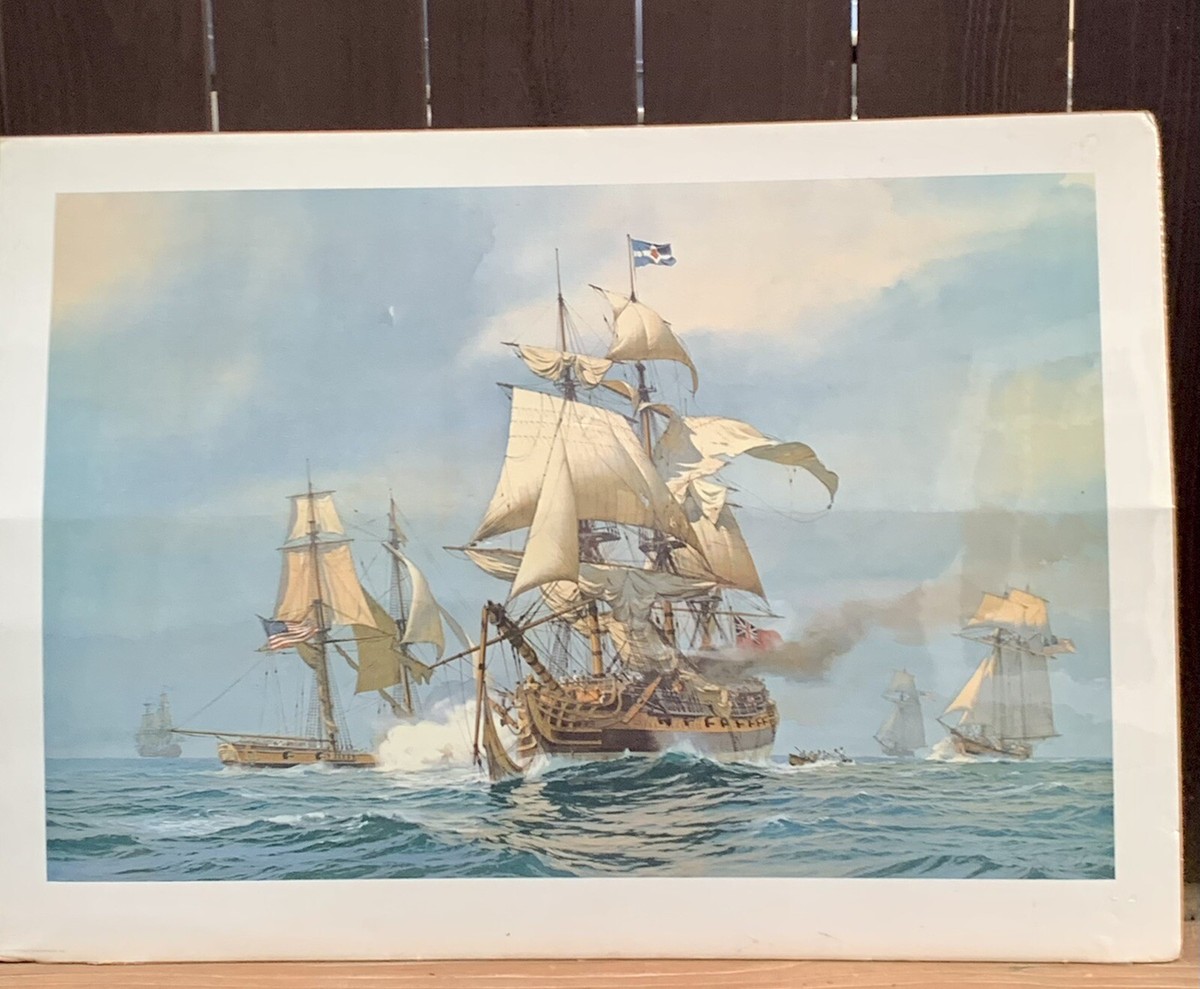 シーグラスアート〖ANTIQUE〗 Vintage 1977 Unframed Carl G. Evers Maritime Sailing Masted