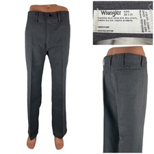 Vintage Wrangler Mens Pants 36x31 Actual Gray Wrancher Polyester USA Made 82HG