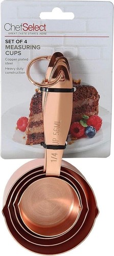 4-Set Chef Select Premium Measuring Cups ft. Pouring Spouts, Copper-plated, NWT - Picture 3 of 10