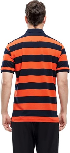 Men's Striped TShirt Pique Polo Veboon Size Red Blue White Navy Yellow Green - Picture 18 of 24