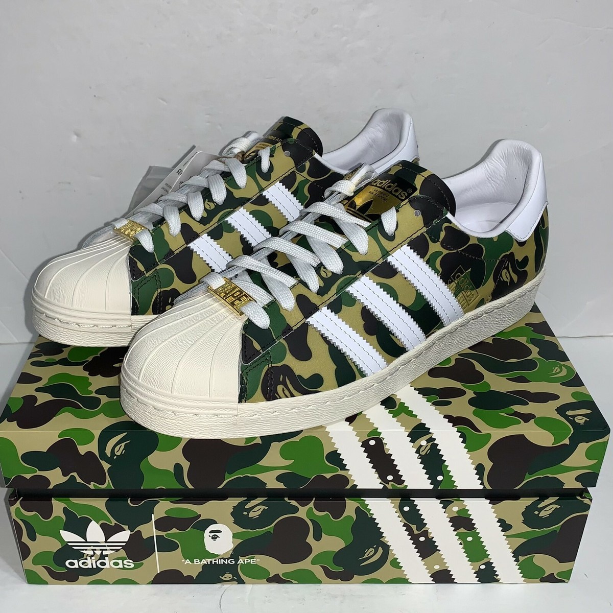 BAPE® × Adidas Originals Superstar 80s Green Camo GZ8981 Size 9US