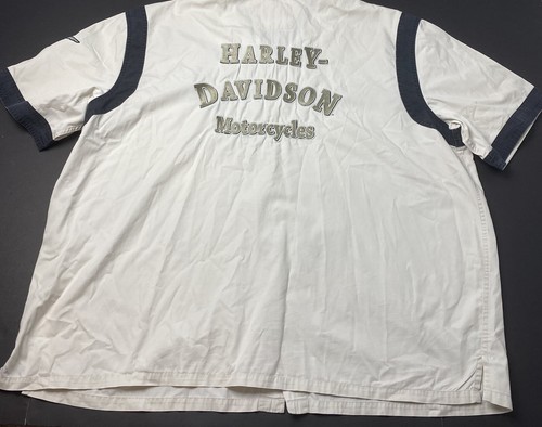 Harley Davidson Embroidered Patches All-Over Big Logo Tan Shirt 3XL D42 - Picture 2 of 8