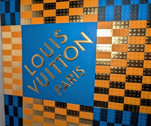 Louis Vuitton Gift Shopping Bag x2 Plaid Orange Lg & Med Bags +Ribbons & Card A+ - Picture 6 of 21