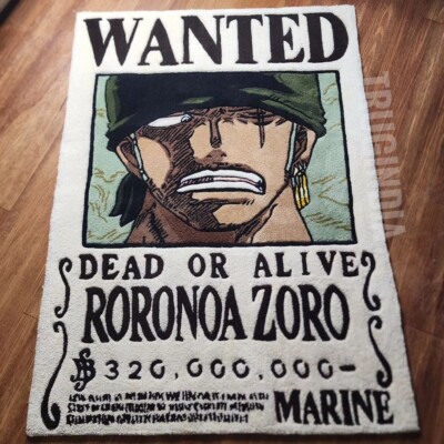 Custom Anime Roronoa Zoro Wanted Rugs , Handmade Anime Rug for Living Room