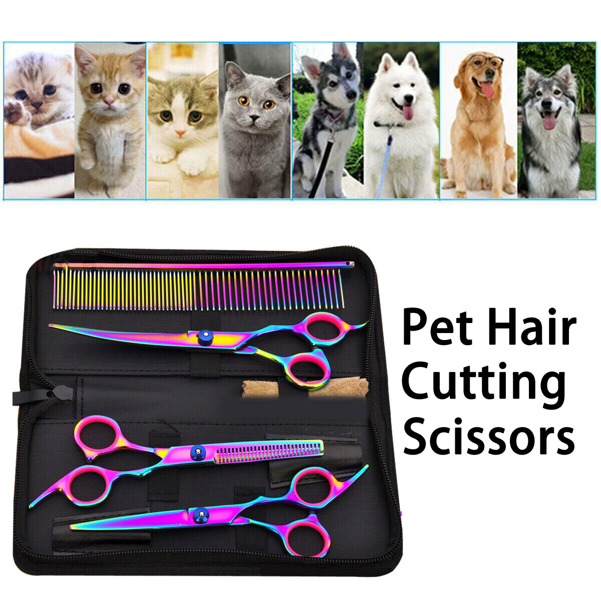 7" Professional Pet Grooming Scissors Set Dog Trimming Hair Tool