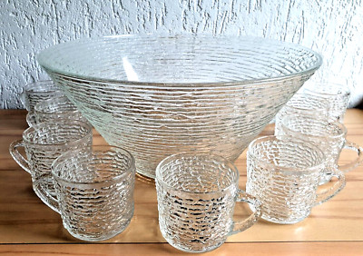 Anchor Hocking Bowle Set + 1 Schüssel Serie Soreno 13 tlg. 60erJahre Made in USA