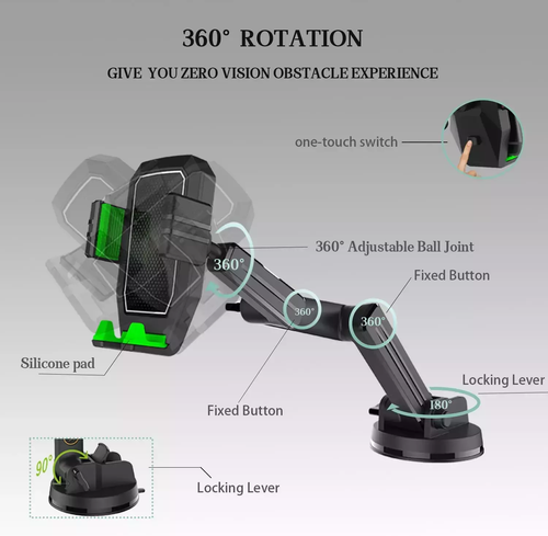 Phone Holder Mount Heavy Duty Truck Car Dashboard Windshield Long Anti-Shake - Picture 5 of 7