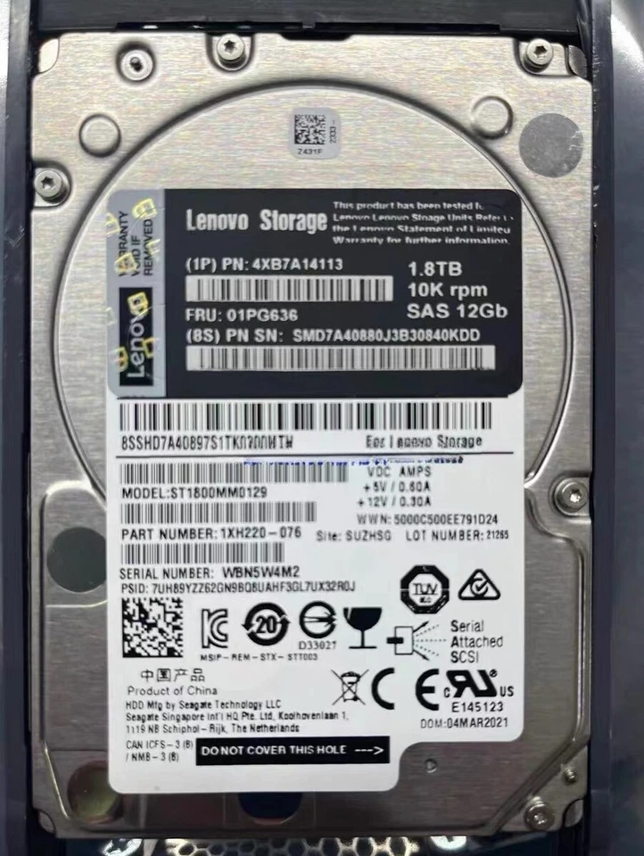 NEW Lenovo 01PG636 4XB7A14113 1.80TB SAS 10K 12Gb/s SAS 2.5" Hard Drive HDD - Image 2 of 3