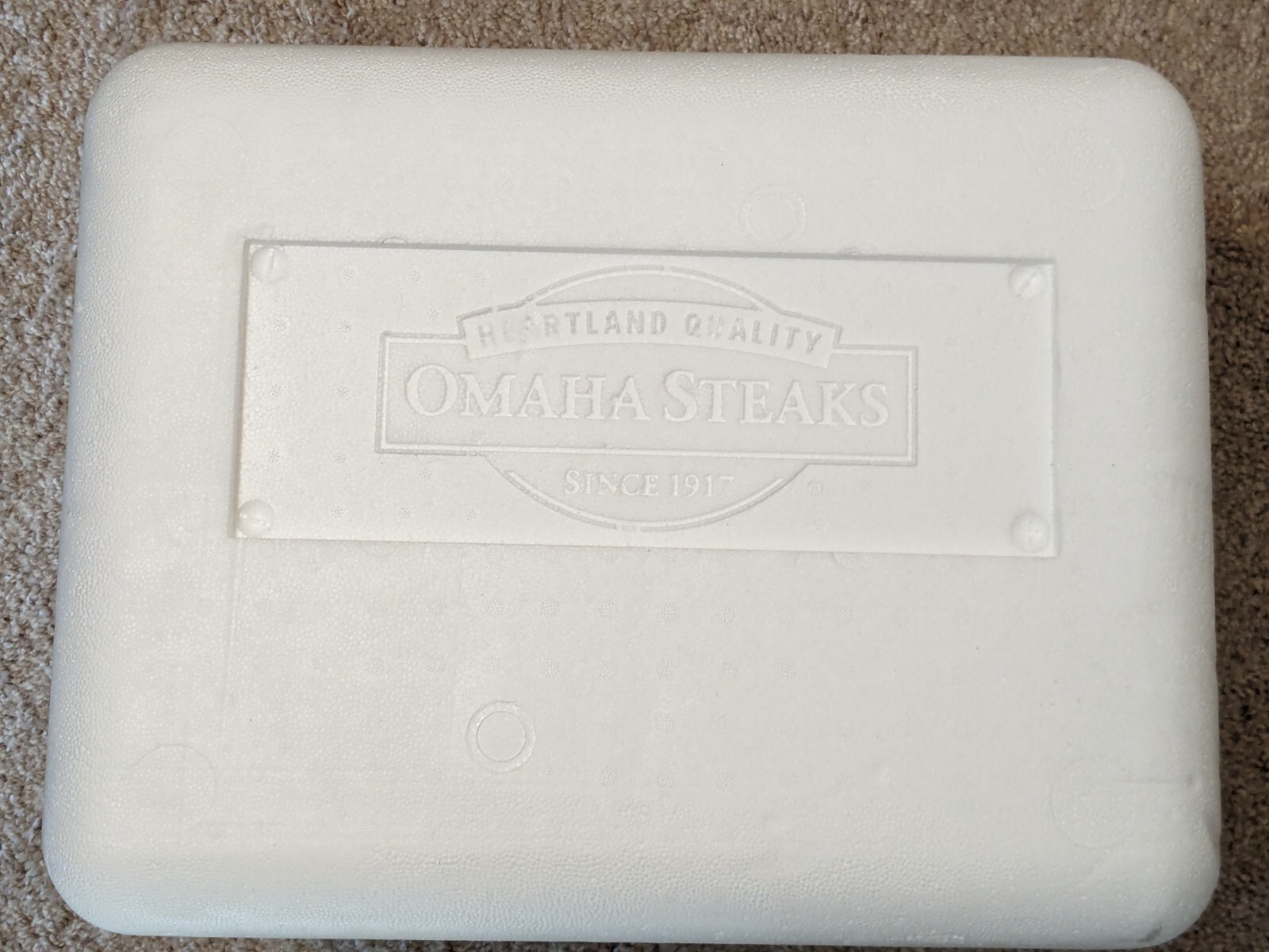 Styrofoam Insulated Cooler (Omaha Steaks branded) inside 14.5" x 10.5