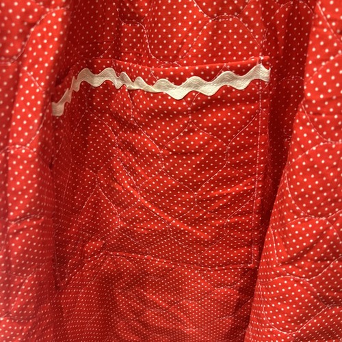 Vintage Quilted Apron Dress Mrs Claus Rick Rack Pockets Granny Core Grandma XL - Picture 8 of 11