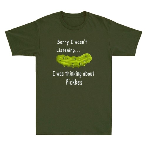 Thinking About Pickles Funny Saying Fermented Cucumber Vintage Men's T-Shirt Tee - Picture 7 of 8