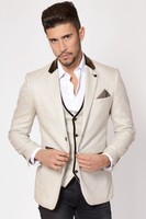 Mens Marc Darcy Designer Cream Blazer Tailored Slim Fit Tweed Jacket Mens Marc Darcy Designer Cream Blazer Tailored Slim Fit Tweed Jacket
