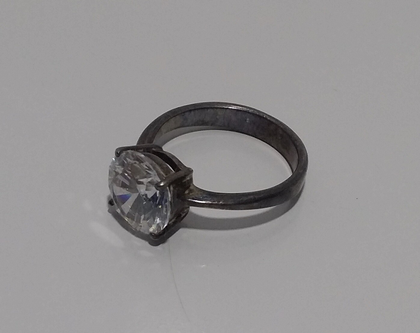 Solid Sterling Silver Round CZ Solitaire Ring Sz … - image 7