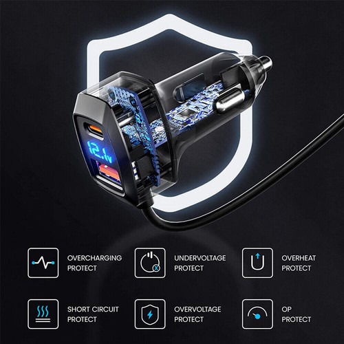 Auto KFZ Adapter Zigarettenanzünder Verteiler +3 USB 12V 24V 2Typ-C Steckdose DE - Zdjęcie 7 z 15