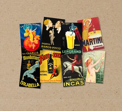 8er Set POSTER Size: A6 /A5 Poster Getränk Alkohol Werbung Retro