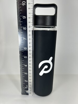 Peloton Bike Glass Water Bottle Black Non Slip Grip 16