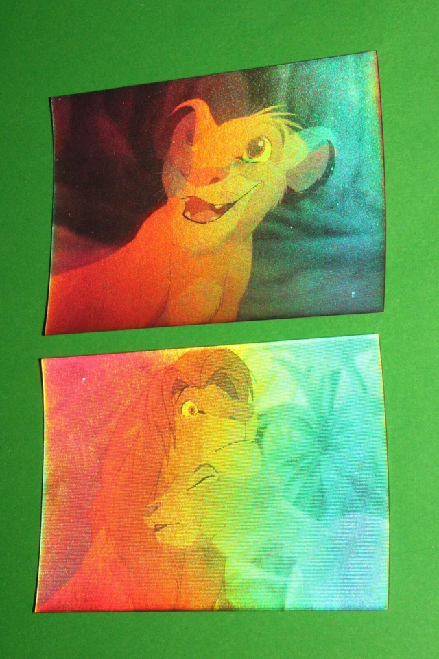 1994 El Rey León Serie 1 Holograma Lenticular Inserto Juego de 2 Cartas Película Disney Foto 3 de 4