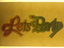 Vintage 70s Lets Party Mini Iron-On Transfer Full Multi Glitter