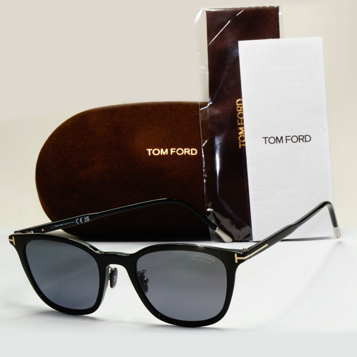 Tom Ford Sunglasses Black Polarised Grey Square FT0956-D TF 956-D