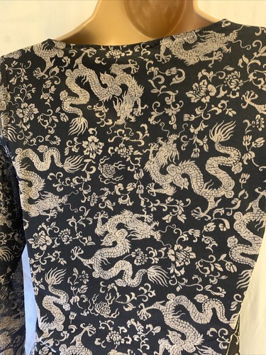Topshop Motel Dragon Tattoo Mesh Size Small Bodycon L/S Summer Mini Dress Y2K - Picture 8 of 17