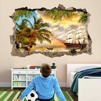 Pirate Ship Treasure Island Wall Art Sticker Mural Decal Kids
