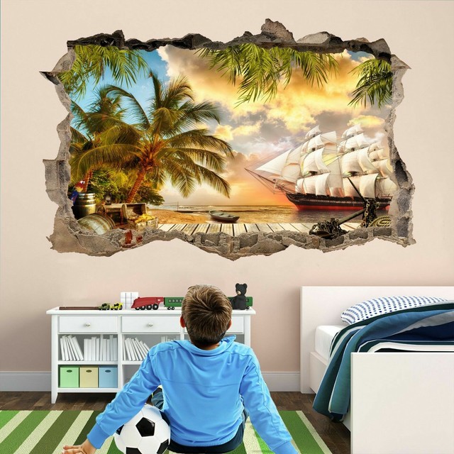 Pirate Ship Treasure Island Wall Art Sticker Mural Decal