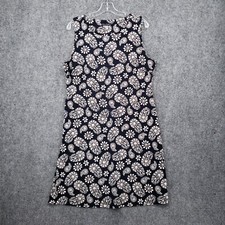 Tommy Hilfiger Dress Womens 0 Black Shift Paisley Round Neck Sleeveless Midi