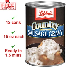 (12 pack) Libby's Country Sausage Gravy, 15 oz Can - For Camping or Traveling 