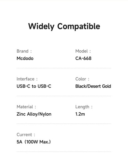 Mcdodo 100W USB-C Auto Power Off Cable Charging Cable Light Display Nylon - 第 7/13 張圖片