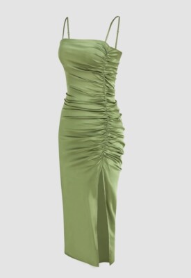 cider green silk dress Apple Cider Mini Dress Green